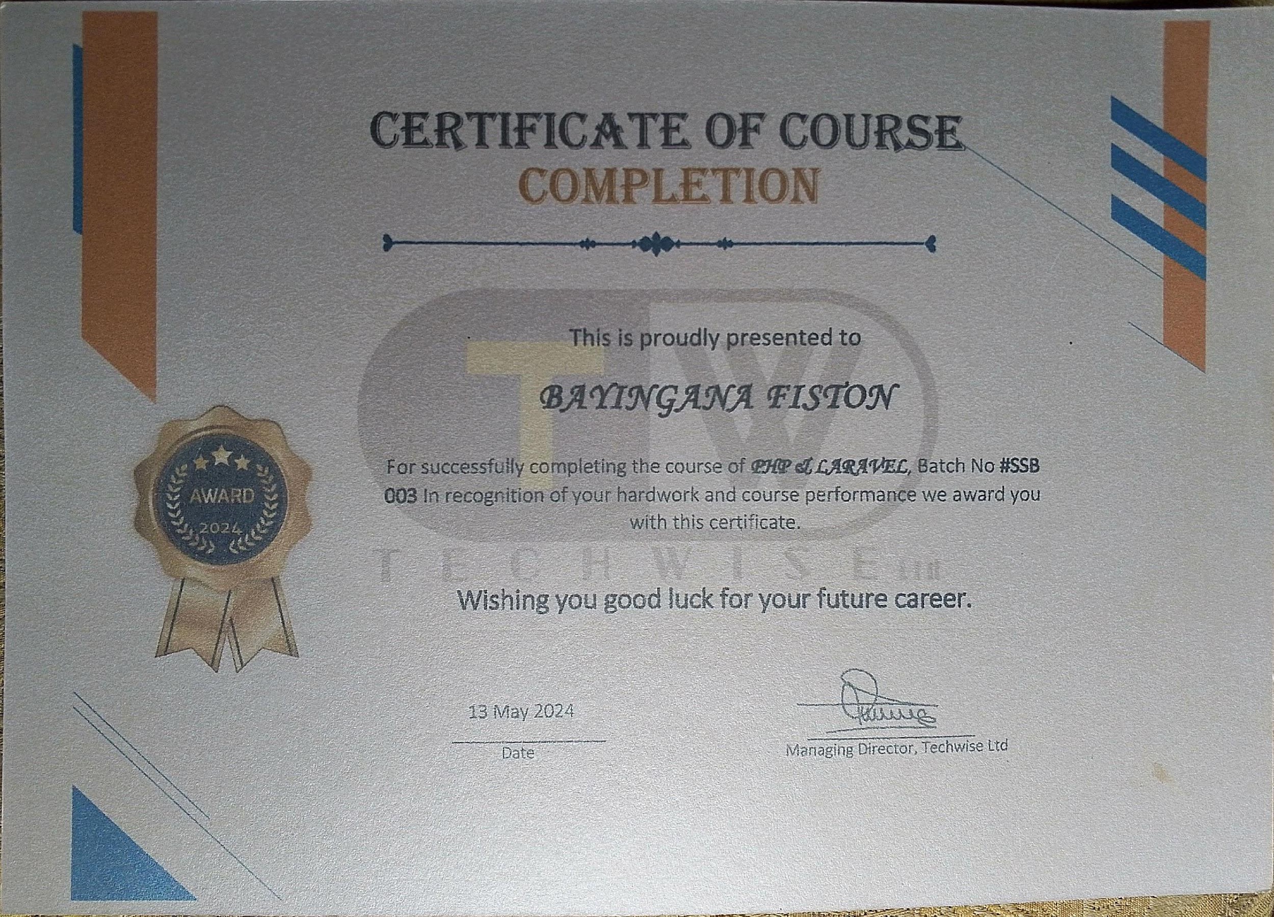 Certificate of Course Completion Certificate